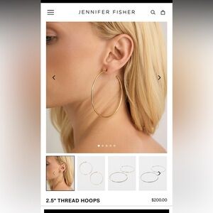 Jennifer Fisher 2.5 Thread Hoops in Plated Brass